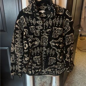 Cozy Black and Cream Patterned Women's Jacket